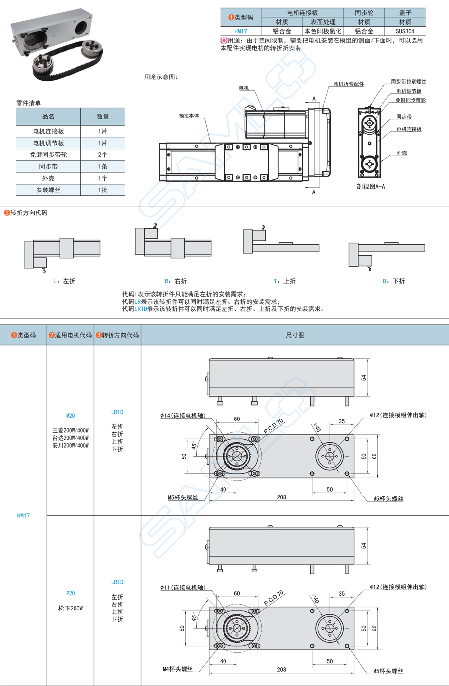 上隆電機(jī)折彎模組配件-適配TRK17鋁合金材質(zhì)