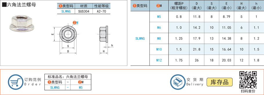 六角法蘭螺母規(guī)格參數(shù)尺寸材質