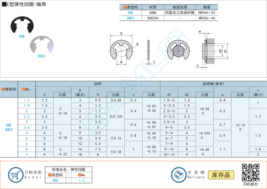 E型軸用彈性擋圈,卡簧,卡扣規(guī)格參數(shù)尺寸材質(zhì)